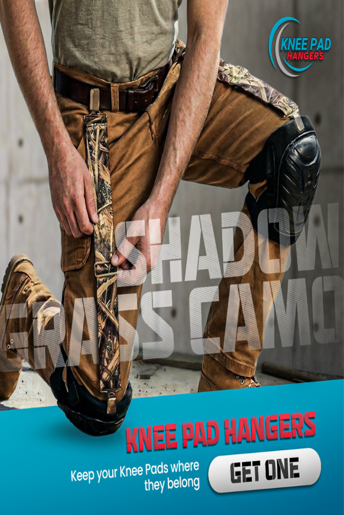Banner image of a worker wearing knee pad hangers to hold up his knee pads