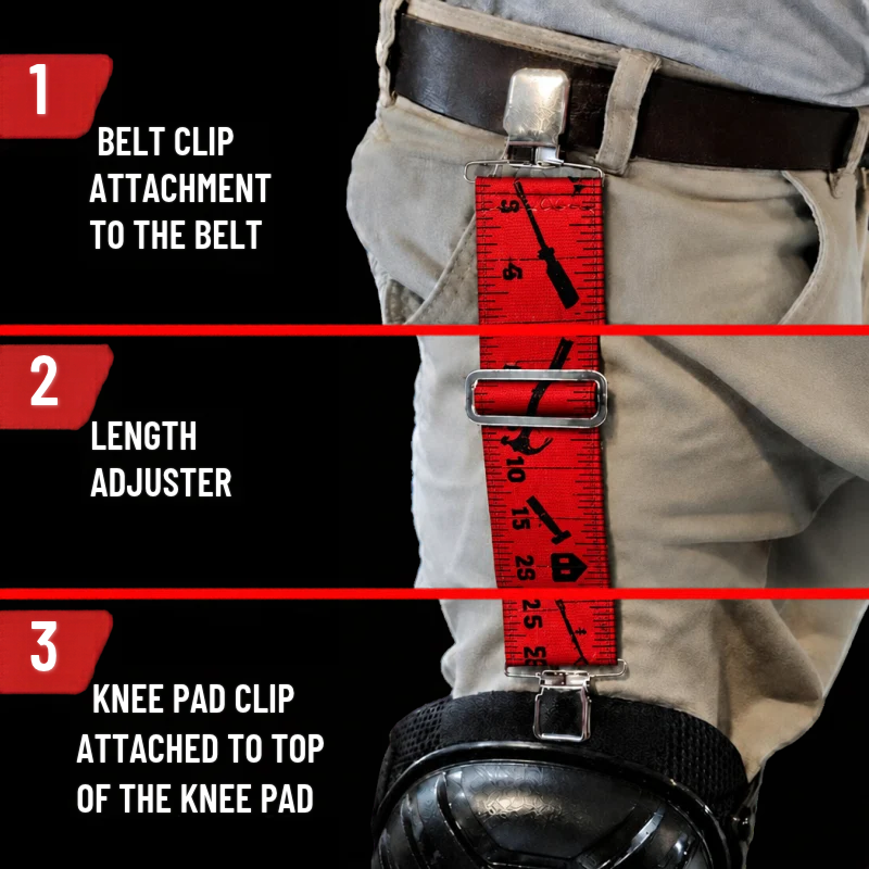 Infographic of how our knee pad hangers work